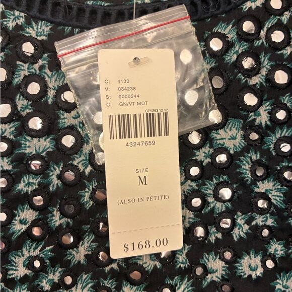 NWT ANTHROPOLOGIE RANNA GILL Fluttered Tunic Dress Ruffle Sleeves Blue Green Med - Picture 12 of 13